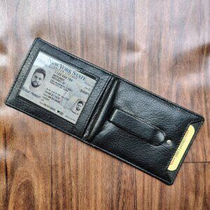 Men's slim wallet, leather wallet, leather bifold wallet, leather money clip